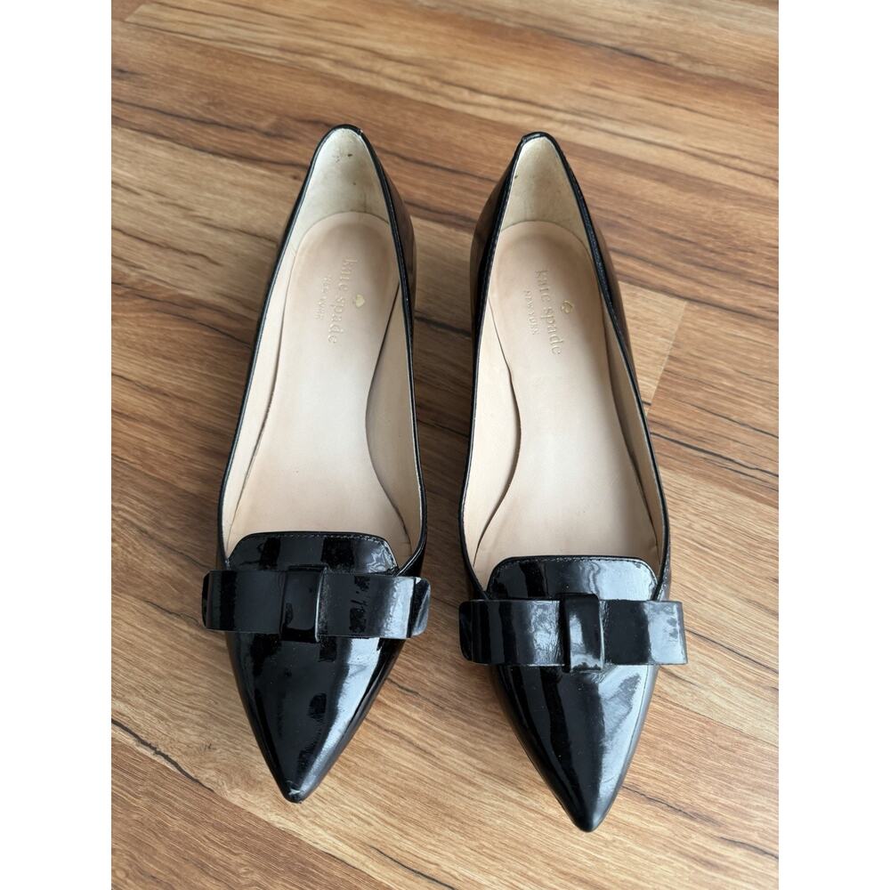 Kate Spade Pointe Flats Shoes With Bows, US Size 6.5, Color Black